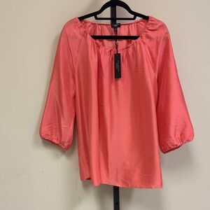 Talbots Orange Silk Blouse